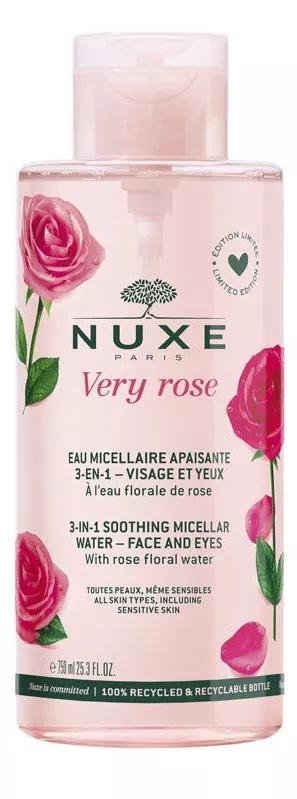 Água Micelar Suavizante Nuxe Very Rose 3 em 1 Rosto e Olhos 750 ml