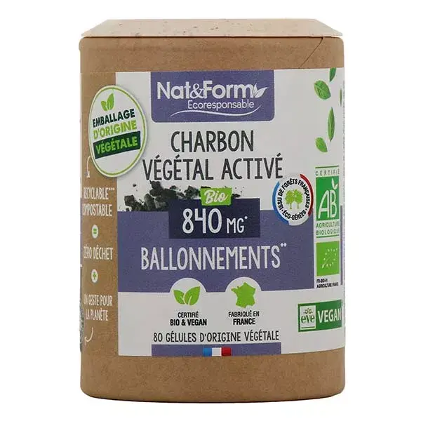 Nat & Form Écoresponsable Charbon Végétal Bio 80 gélules