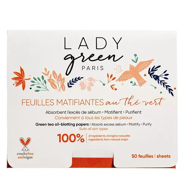 Lady Green Feuilles Matifiantes au Thé Vert 50 unités