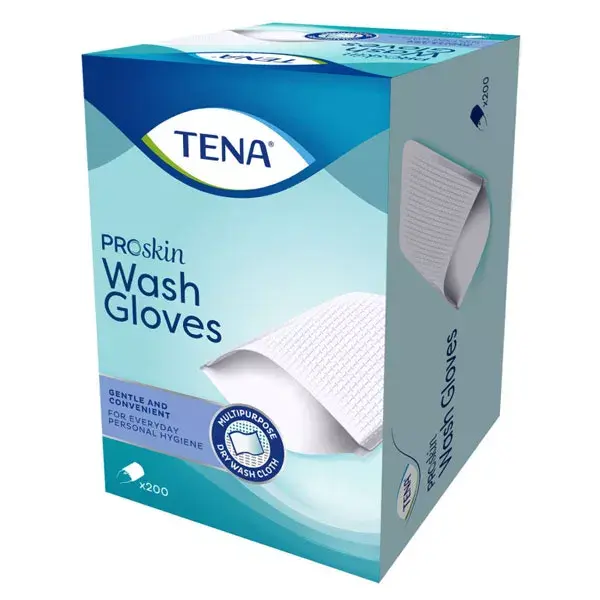 Tena Single-Use Non-Plastified Wash Gloves x 200 