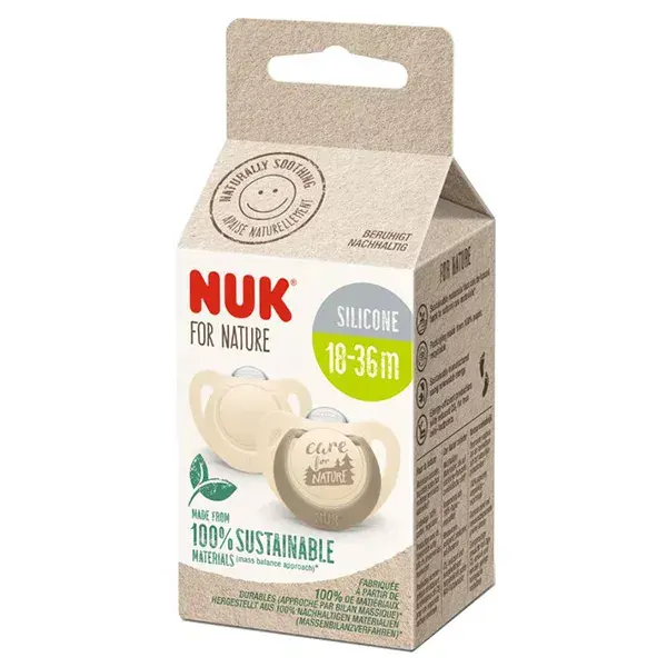 Nuk 2 Sucettes Nuk For Nature Silicone 18-36m Crème