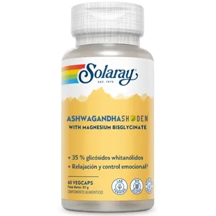 Solaray Shoden Ashwagandha and Magnesium Biglycinate 60 Vegetable Capsules