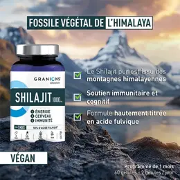 Granions Shilajit 1000 mg - Shilajit Pur Himalaya - 60 Gélules - Format 1 Mois