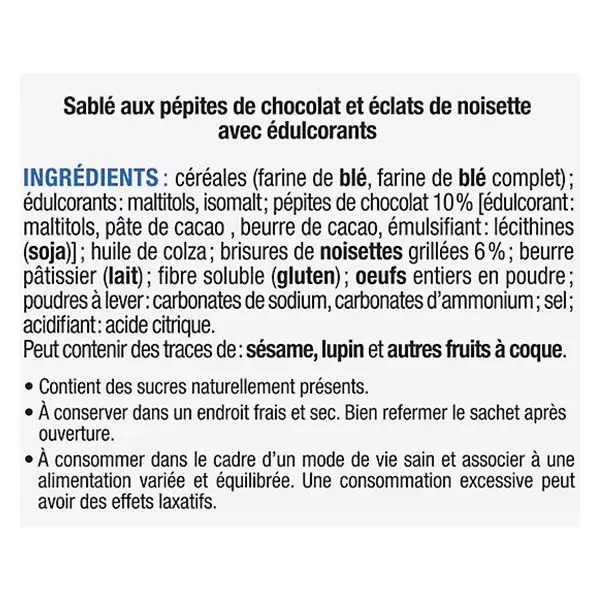 Karéléa Biscuits Sans Sucres Ajoutés Sablés Chocolat Noisette 150g