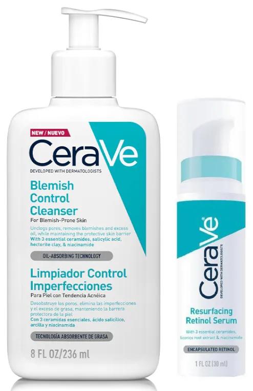 CeraVe Detergente per il controllo delle imperfezioni 236 ml + Siero anti-segni al retinolo 30 ml