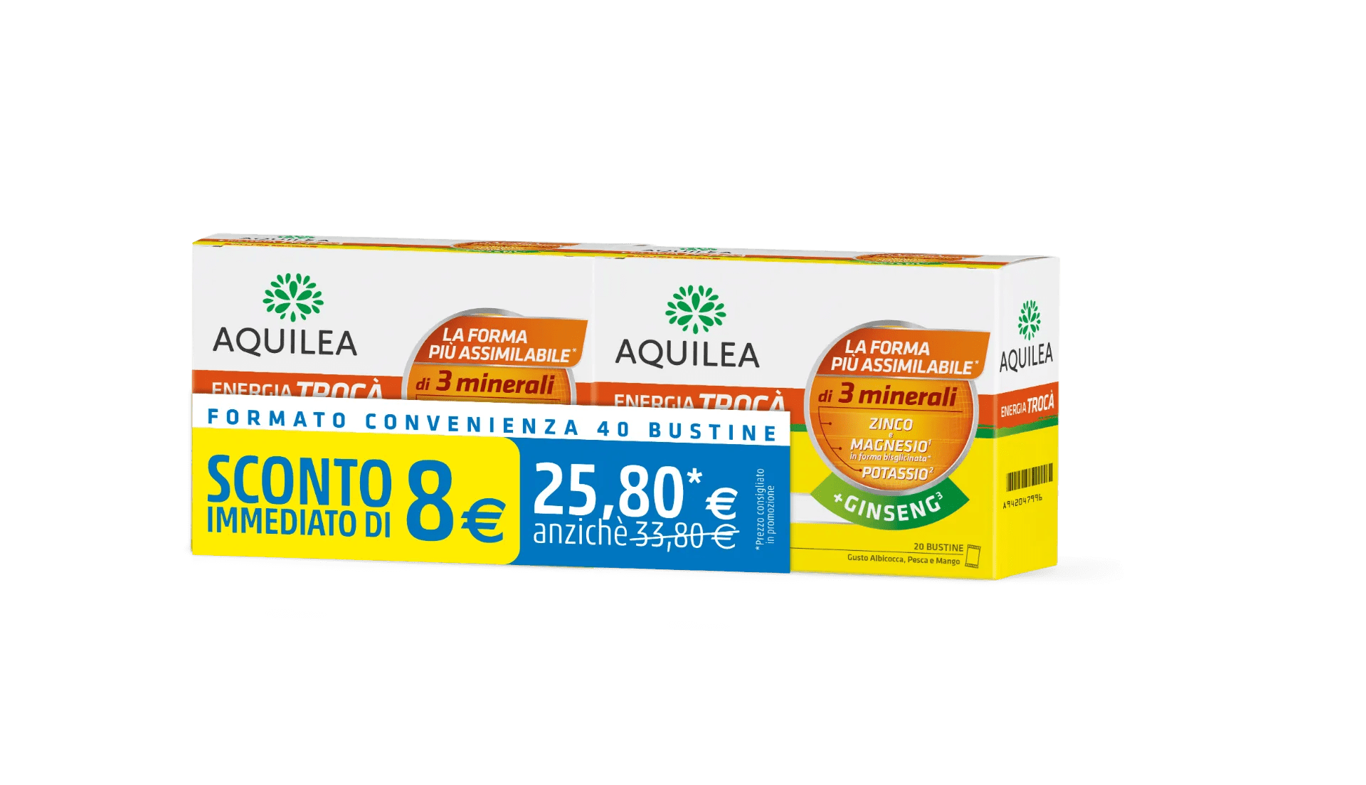 Aquilea Energia Trocà + Ginseng Integratore di Sali Minerali PROMO BIPACCO 2x20 Bustine