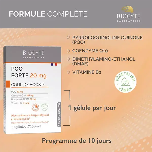 Biocyte PQQ FORTE Coup de Boost Fatigue Physique & Intellectuelle 10 gélules