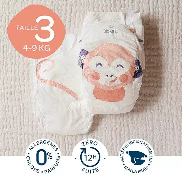 Biolane Natural Diapers T3 (4-9 kg) 52 Diapers