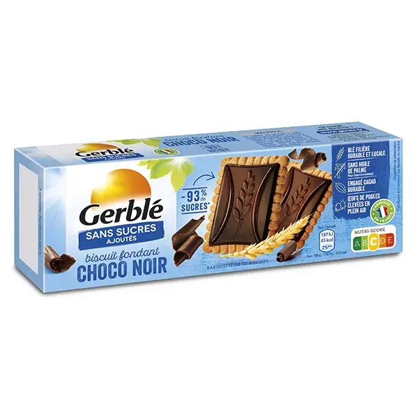 Gerblé Sans Sucres Ajoutés Biscuits Chocolat Noir Fondant 126g