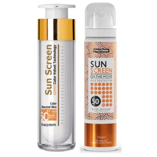 Frezyderm Velvet Sun Screen Facial SPF50+ Color 50 ml + Sun Screen on the Move High Protection SPF50 75 ml