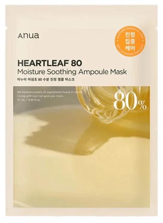 Anua Heartleaf 80 Feuchtigkeitsberuhigende Ampullen-Gesichtsmaske, 27 ml