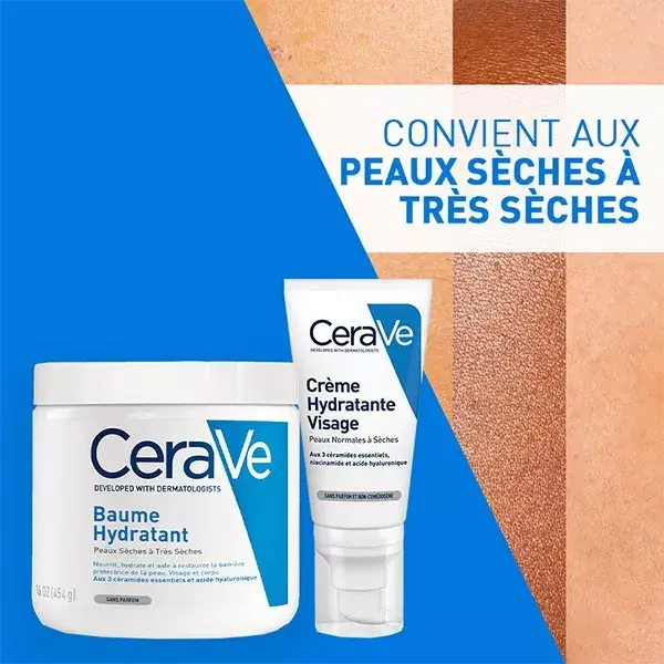 CeraVe Routine Viso e Corpo Pelli Secche Balsamo Idratante 454 ml & Crema Idratante Viso 52ml