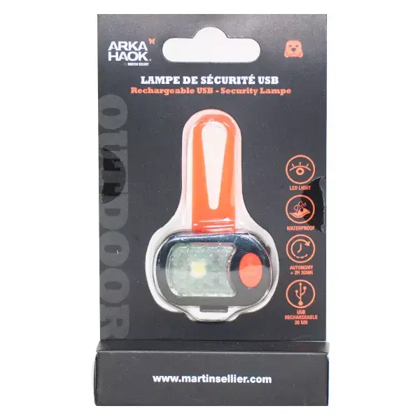 Martin Sellier Arka Lampada di Sicurezza USB Ricaricabile Per Collare Arancione