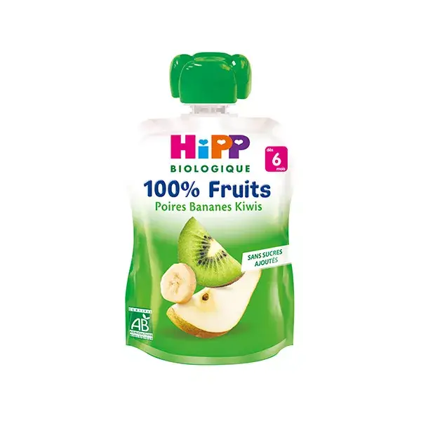 Hipp Bio 100% Frutas Gourde Peras Plátanos Kiwis + 6m 90g