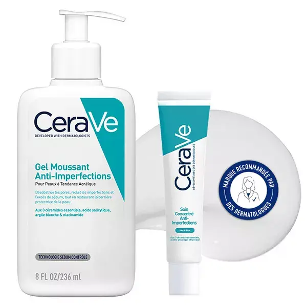 Cerave Routine Anti-Imperfezioni Gel Mousse Anti-Imperfezioni 236ml & Trattamento Concentrato Anti-Imperfezioni 40ml