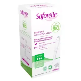 Saforelle Protections Tampons Super en Coton Bio avec Applicateur 14 unités