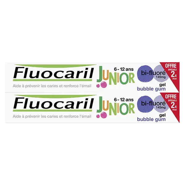 Fluocaril Junior 6-12 ans Dentifrice Gel Bubble Lot de 2 x 75ml