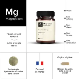 A-Lab Magnésium Liposomal 300 mg - Stress, Fatigue, Troubles du Sommeil - 63 gélules