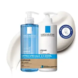 La Roche Posay Lot Lipikar Lait 400ml et Gel lavant 400ml