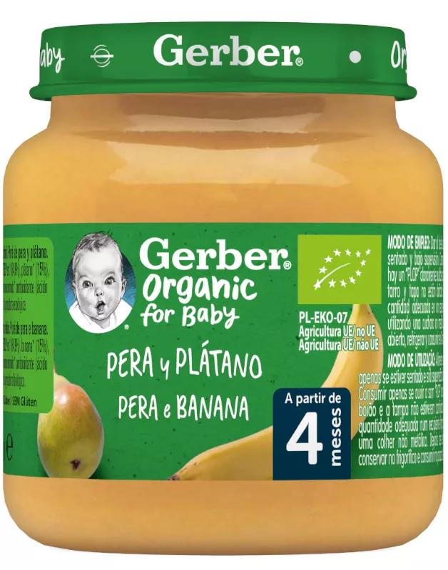 Gerber Organic Pera y Plátano +4m 125 gr
