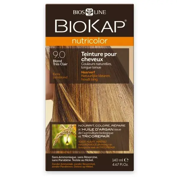 Biokap Nutricolor Teinture pour Cheveux 9.0 Blond Très Clair 140ml