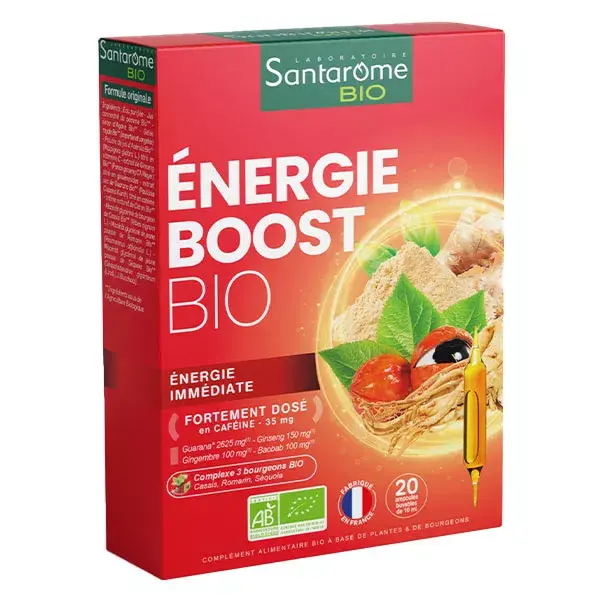 Santarome Bio - Energie Boost Bio - Coup d'énergie immédiat - 20 ampoules