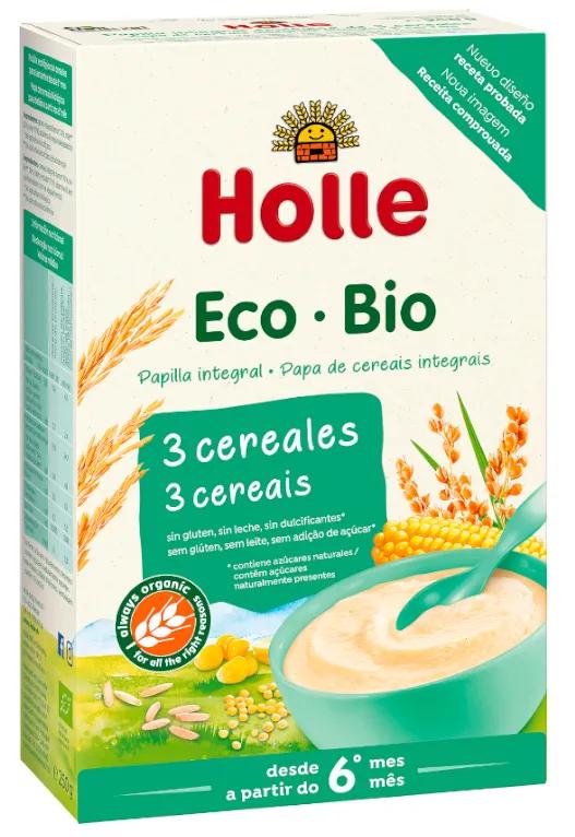 Porridge Holle Eco-Bio 3 Céréales +6 mois Sans Gluten 250 gr