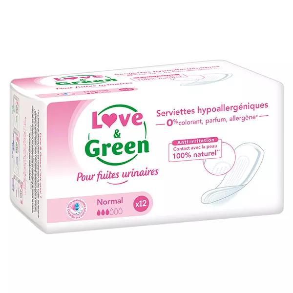 Love & Green Compresas contra fugas de orina normales 12 unidades