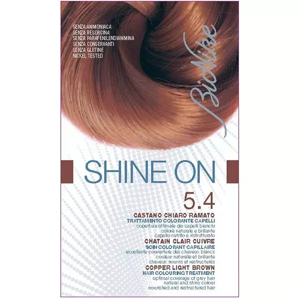 Bionike brillo en el pelo del colorante permanente de Hautetolerance cobre 5.4 castao claro