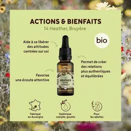 Biofloral Fleur De Bach 14 Heather Bruyere Compte Gouttes Bio Demeter 20 ml