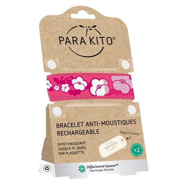 Parakito Graphic Bracelet Anti-Moustiques Rechargeable Sakura + 2 pastilles 
