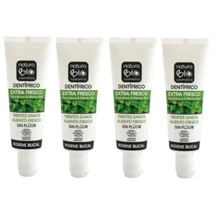 Naturabio Cosmetics Extra Fresh Toothpaste Fluoride Free Echinacea and Mint BIO 4x25 ml