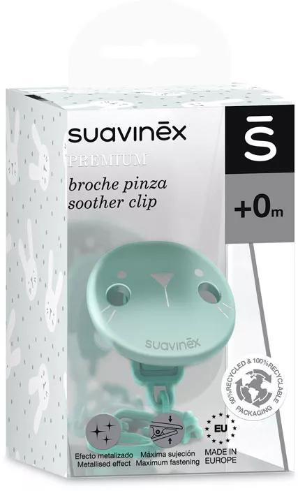 Suavinex Premium Broche Pinza Redondo Verde Metalizado