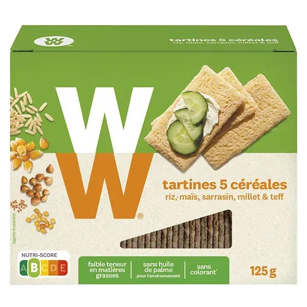 Weight Watchers Tartines Craquantes Aux 5 Céréales Teneur Réduite En Matières Grasses 125G