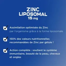 Forté Pharma Zinc Liposomal 15 mg Immunité Peau Cheveux 60 gélules végétales