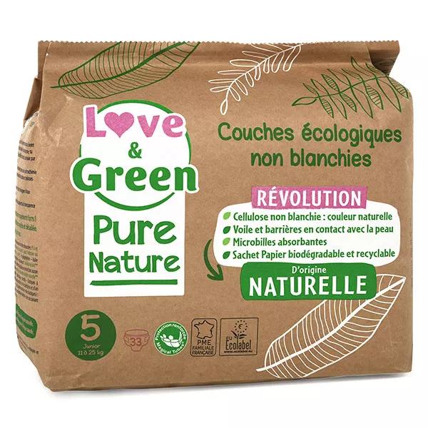 Love & Green Baby Change Pañal Ecológico Pure Nature Talla 5 33 unidades