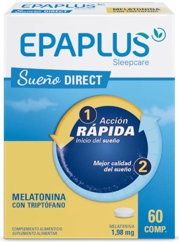 Epaplus Sleepcare Direct Sleep Mélatonine avec Tryptophane 60 Comprimés