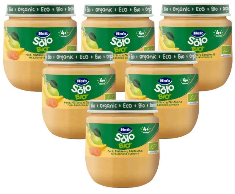 Hero Solo Bio Jar Poire, Banane et Carotte Bio +4m 6x120 gr