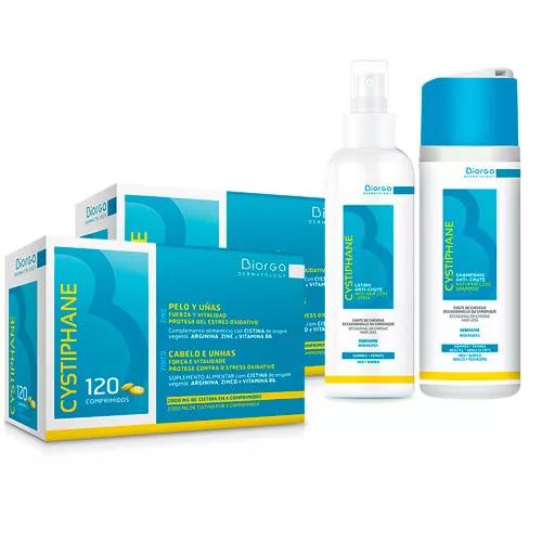 Cystiphane-Packung 2x120 Tabletten + Lotion 100 ml + Shampoo 200 ml