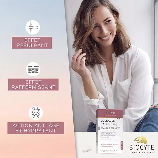 Biocyte Collagen HA 1300 mg Anti-Âge Anti-Rides Beauté & Fermeté 80 gélules