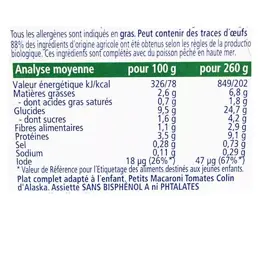 Hipp Bio Les Petits Gourmets Assiette Petits Macaroni Tomates Colin d'Alaska +18m 260g