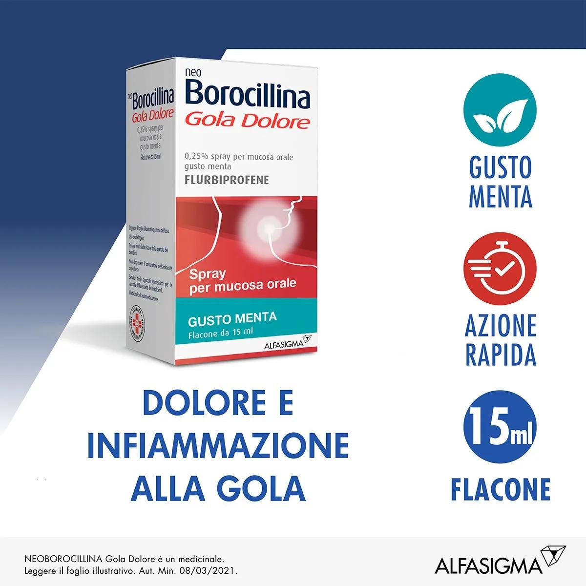 Neoborocillina Gola Dolore Flurbiprofene Spray 15 ml