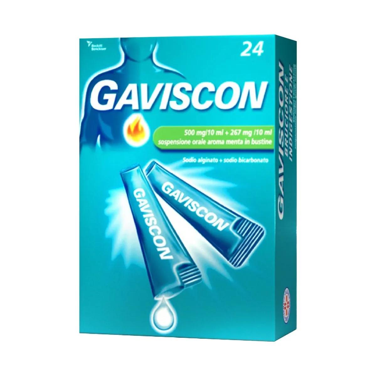 Gaviscon Sospensione Orale Aroma Menta 500 mg + 267 mg 24 Bustine