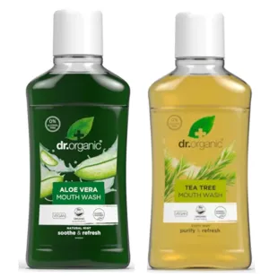 Dr. Organic Organic Aloe Vera Mouthwash 500ml + Organic Tea Tree Mouthwash 500ml