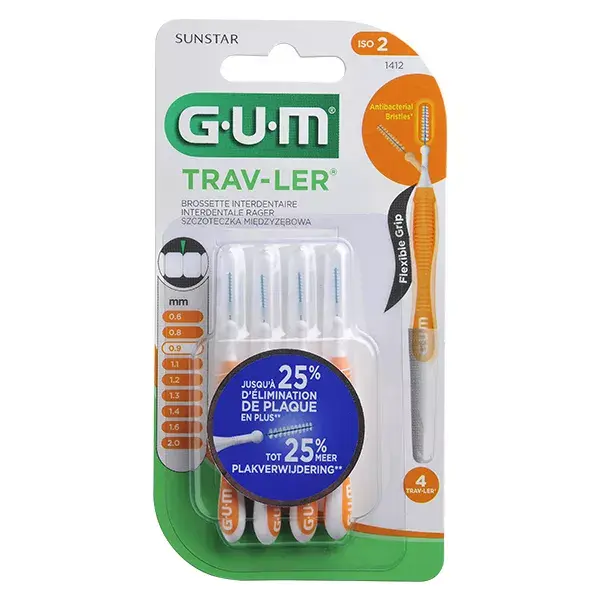 Gum Brossette Interdentaire Trav Ler 0,9mm 4 unités 