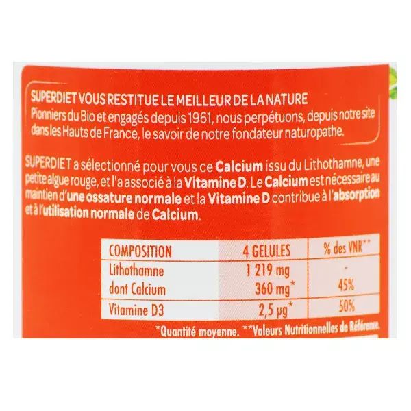 Superdiet Calcium + Vitamine D 150 gélules