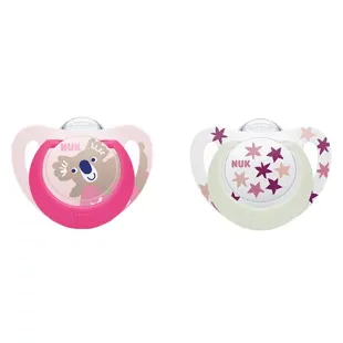 Nuk Ciuccio Starlight Silicone +18m Koala Rosa Stelle Lotto di 2