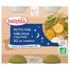 Babybio Repas Soir Pot Petits Pois Maïs Riz +6m Bio 2 x 200g