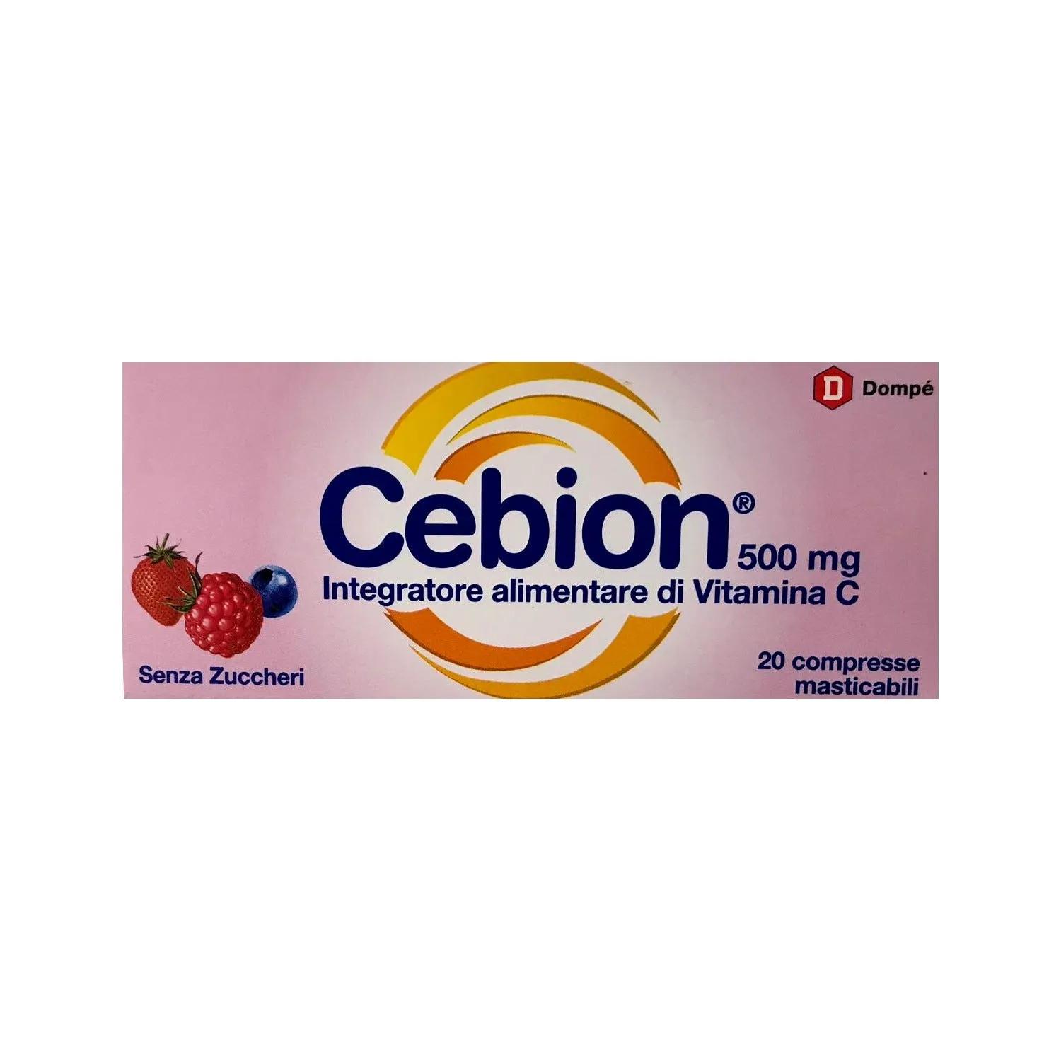 Cebion Masticabile Senza Zucchero Integratore di Vitamina C 20 Compresse