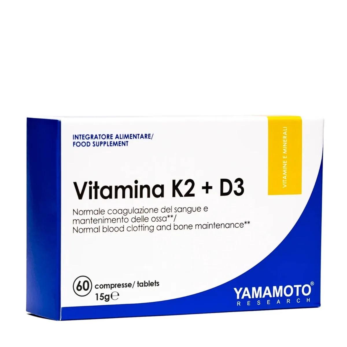 Yamamoto Research Vitamina K2 + D3 Integratore Per Ossa e Sistema Immunitario 30 Capsule